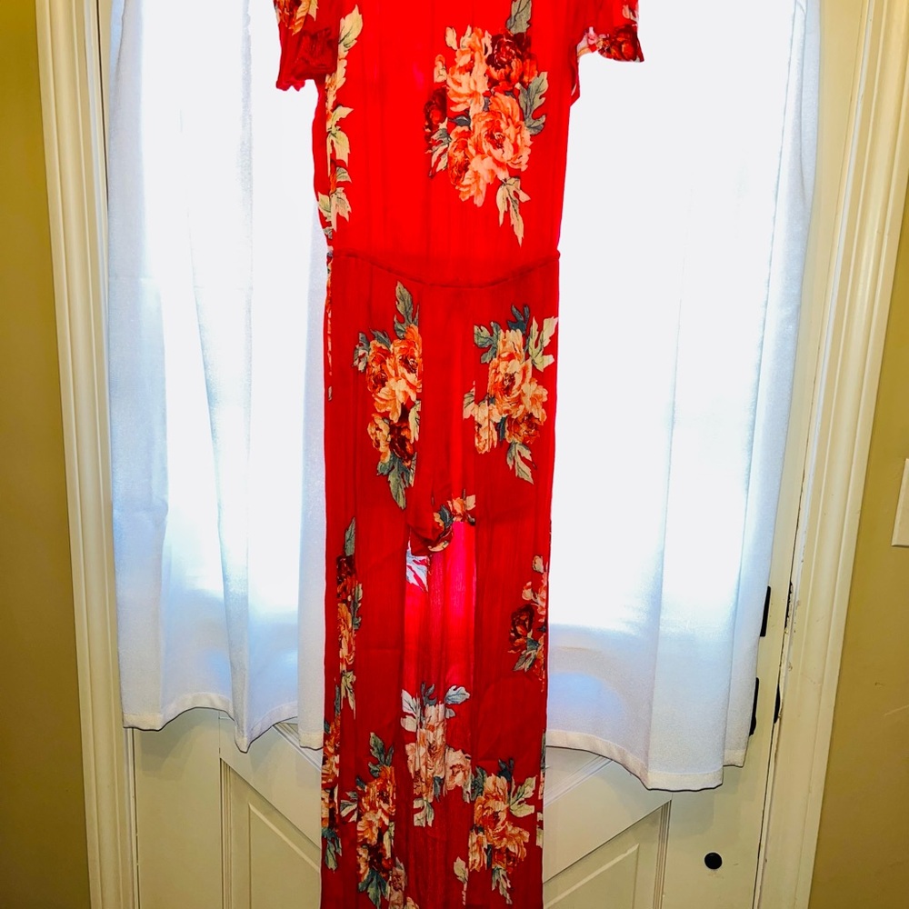 Red Floral Romper
